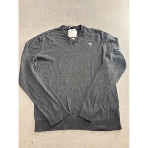 Abercrombie Fitch Mens V Neck Sweater Dark Gray Cashmere Blend Size L